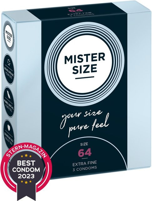 Mister Size Kondome, transparent, hauchdünn, feucht, 64 mm, Unisex - Bild 1