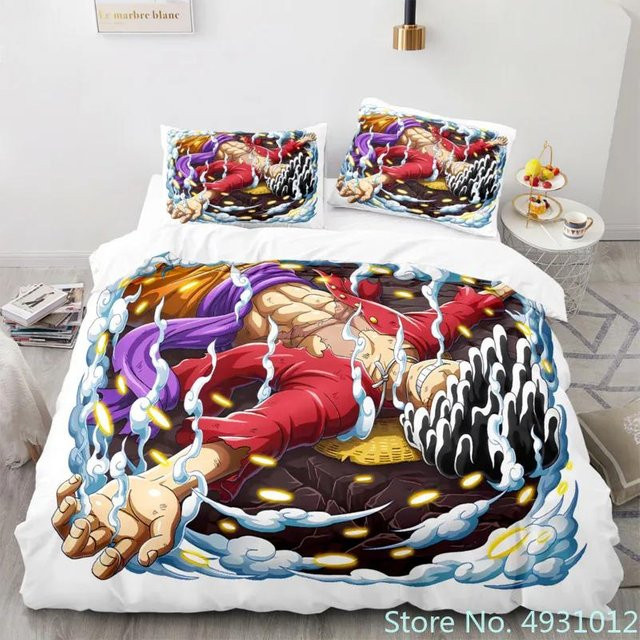 One Piece Anime Bettwäsche Set Nika Luffy Gear 5 für Kinder und Jugendliche, 3-teilig, Mehrfarbig, B/H: 180 x 210 cm - Bild 1