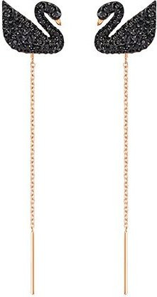 Swarovski Ohrringe, Messing, Roségold vergoldet, Kristall, Schwarz, Damen - Bild 1
