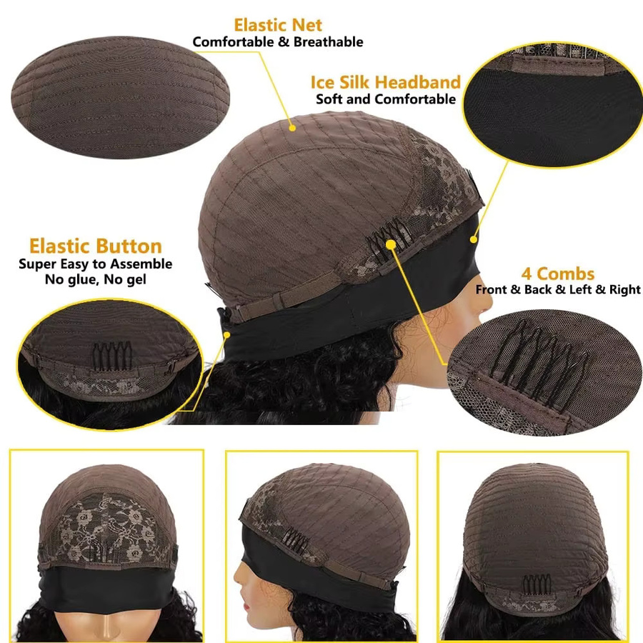 QZOQZO Brasilianische Echthaar-Perücke mit Haarband, 22 Zoll, Damen - Bild 4
