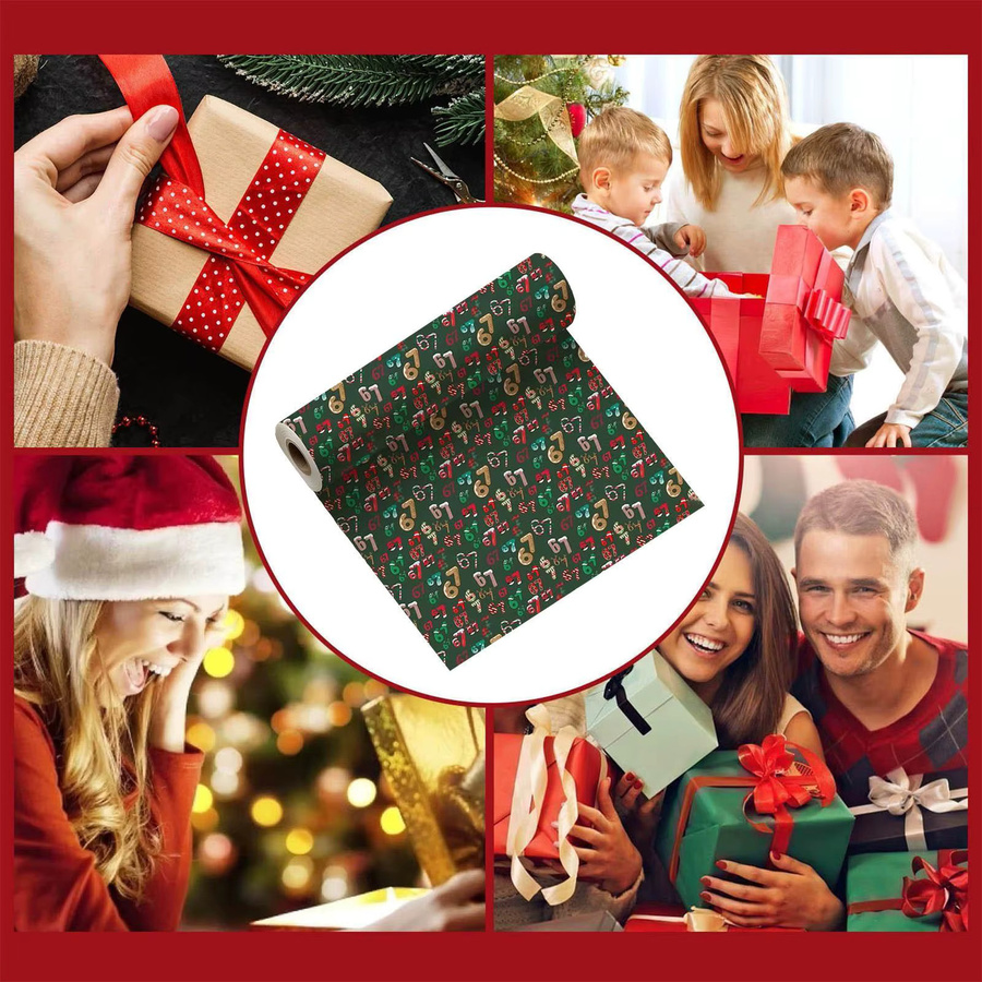 Grüne Weihnachts-Geschenkpapierrolle für deine Feiertagsdekoration - Bild 5