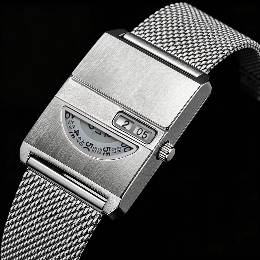 ZBJP Armbanduhr Digital, Quarz, Edelstahl, Eckig, Silber, Unisex - Bild 3