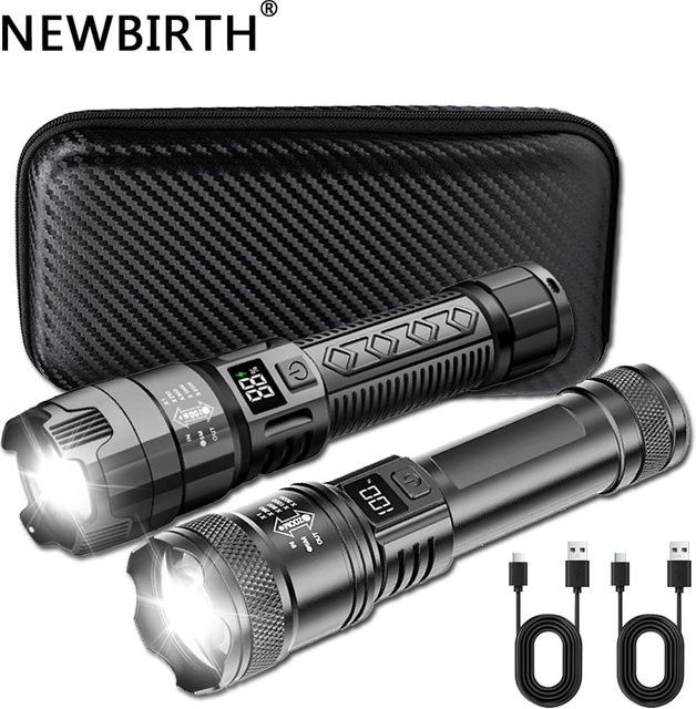 NEWBIRTH Taktische LED-Taschenlampe mit Zoom und USB-C Lademöglichkeit, 1000 lm, Ultrahell für Outdoor und Camping - Bild 1