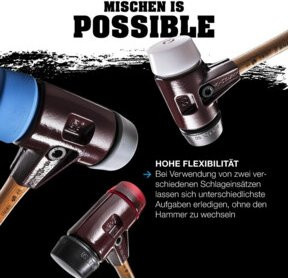 Halder Simplex Schonhammer mit Superplastik-Kopf und Tempergussgehäuse, Farbe: Silber/Weiß, Durchmesser: 80 mm - Bild 1