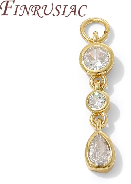 FINRUSIAC Anhänger-Charm, 18 Karat vergoldetes Messing, Zirkon, Damen - Bild 1