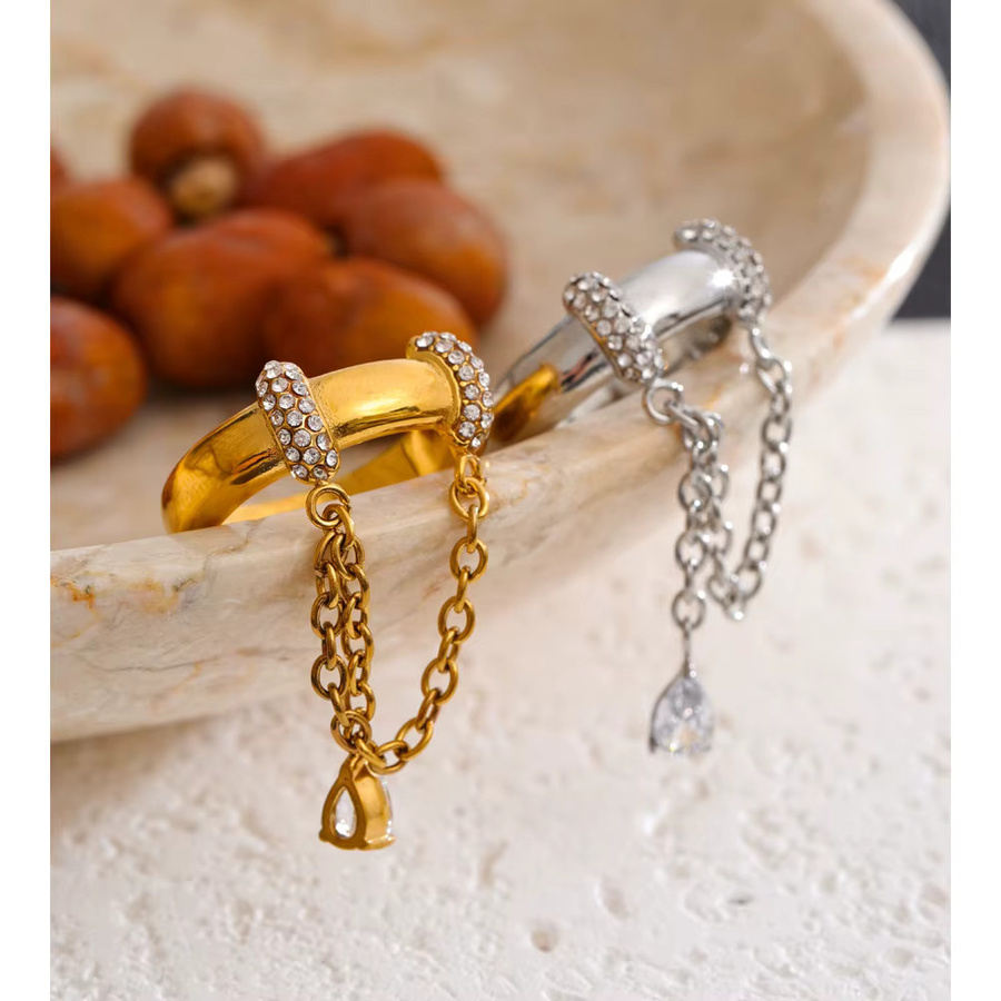 Yhpup Ring Edelstahl, Goldfarben, Zirkonia, Unisex - Bild 3