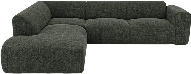 Maison Céphy Sofa in L-Form aus meliertem Stoff in Grün, Breite: 269 cm - Bild 1