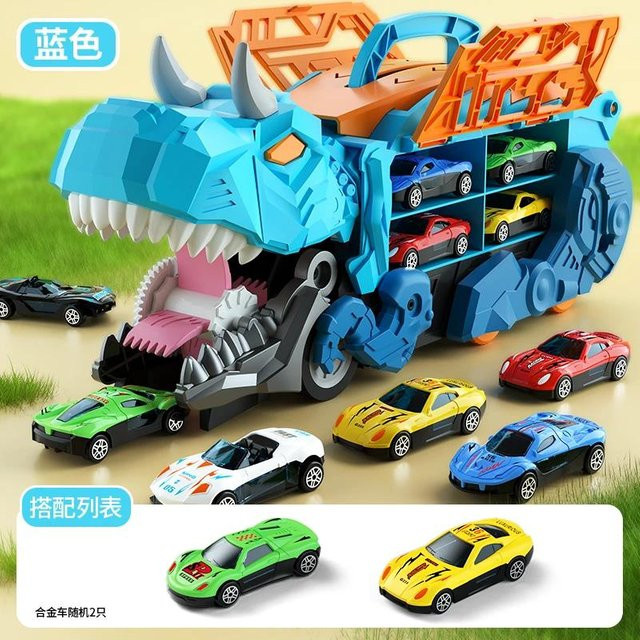 Yiran toy Dinosaurier-Autorenbahn-Set, Transport LKW mit Die-Cast Autos, ab 4 Jahren - Bild 1