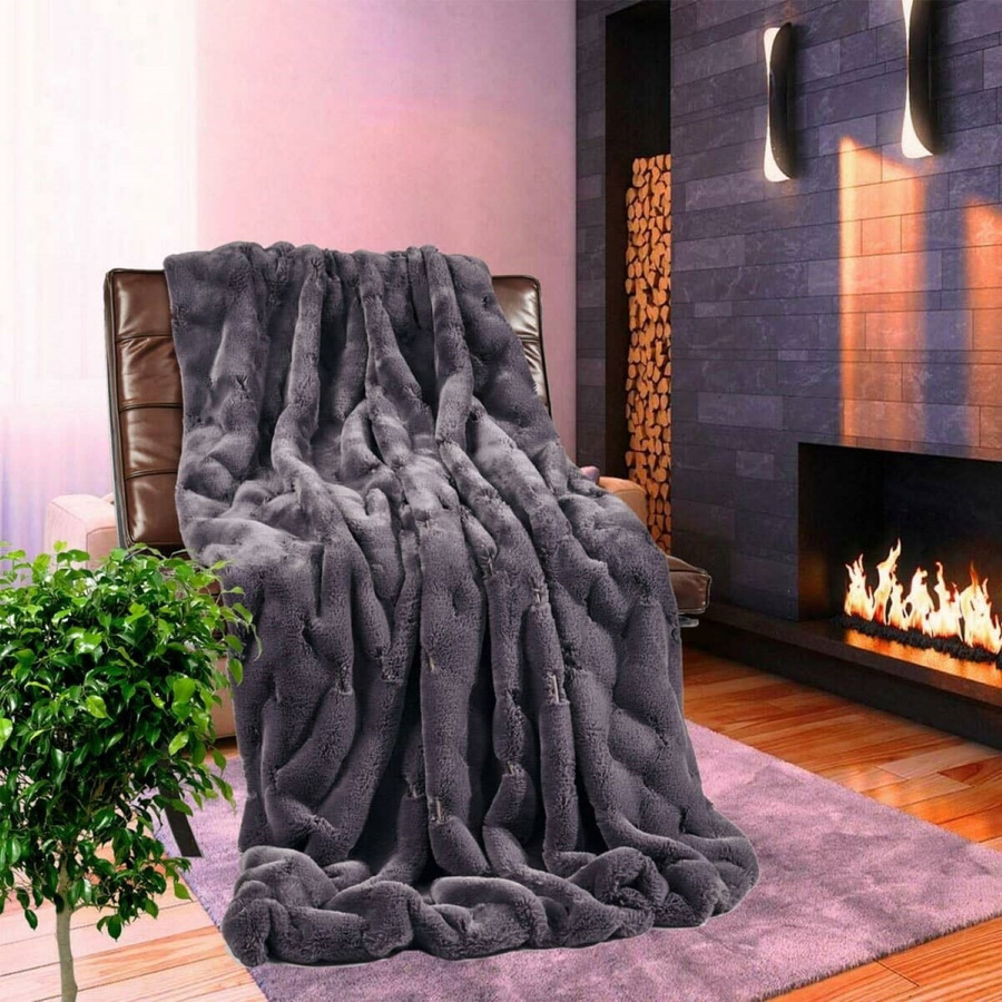 STAR HOME Webpelzdecke Rhombus Kuscheldecke in Anthrazit B/B: 150 x 200 cm - Bild 1
