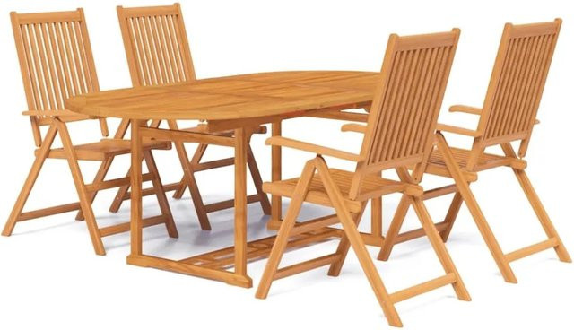 vidaXL 5-tlg Garten-Essgruppe Modell 10 aus Akazien-Massivholz, Braun, ausziehbar - Bild 1