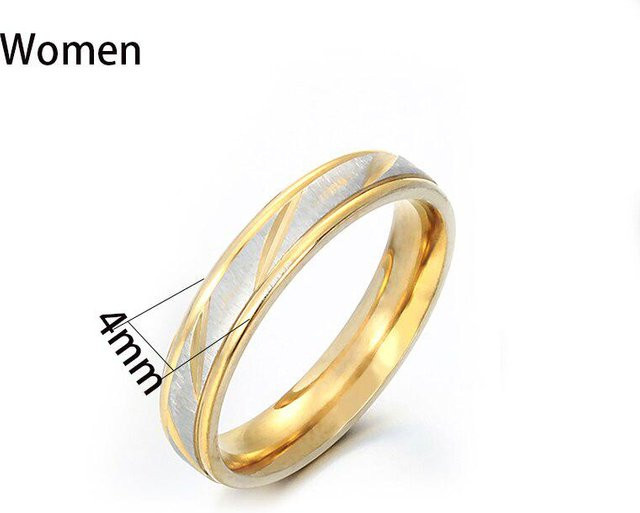 GDMN jewelry Ring Paar, Edelstahl, Gold, Wellenmuster, Unisex - Bild 1