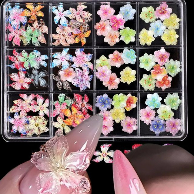 HotPress Nail Art Charms Sakura & Lily Blüten, Glänzend - Bild 1