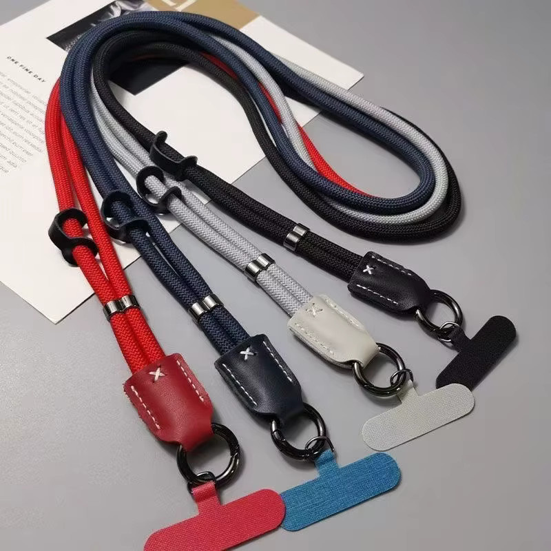 ZHANZHI Handy-Sicherungslanyard aus geflochtenem Nylon und PU-Leder in Schwarz mit Anti-Drop-Clip - Bild 1