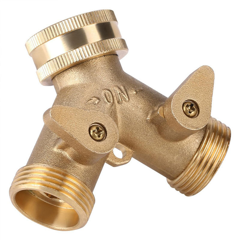 TOMTOP JMS 2-Wege-Ventil-Schlauchsplitter aus Messing in Gold, 3/4 Zoll Anschluss für Gartenbewässerung - Bild 5