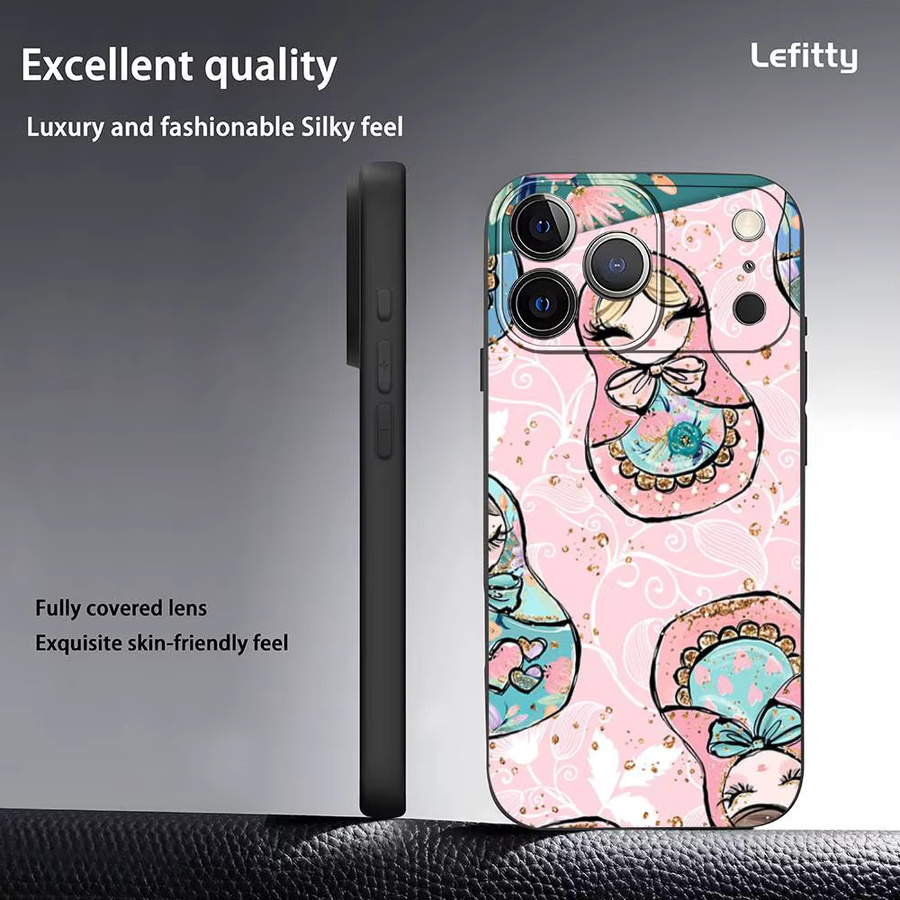 Handyhülle mit Russischen Matroska Puppen für Apple iPhone 11 bis 17 Pro Max Plus Mini, Schwarz Frosted Soft Shell - Bild 6