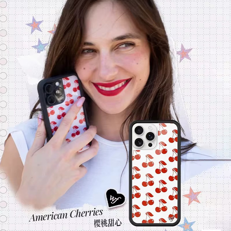 Potdemiel Handyhülle Wildflower mit 3D Erdbeer-Kirsch-Design in Rot und Multicolour für iPhone 12 bis iPhone 17 Pro Max Plus, stoßfeste Schutzhülle - Bild 3