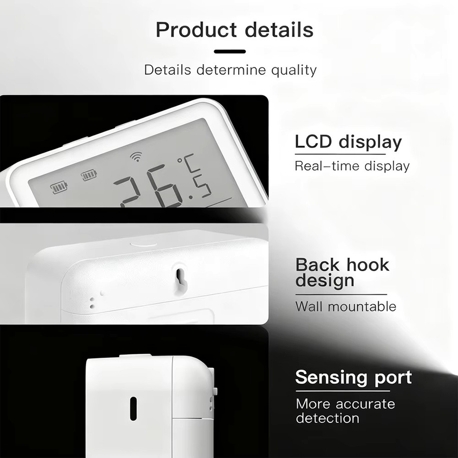 Wesense LCD Digitales Temperatur- und Feuchtigkeitsmessgerät für Innenräume mit Tuya Smart Life APP Fernüberwachung, Weiß - Bild 4