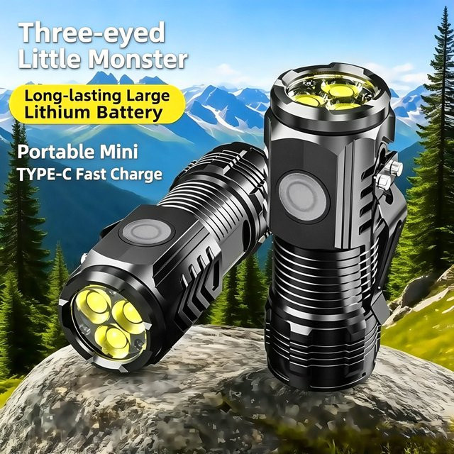 Heinast Mini COB LED Taschenlampe wiederaufladbar in Schwarz mit Clip und Magnet für Camping und Wandern - Bild 1