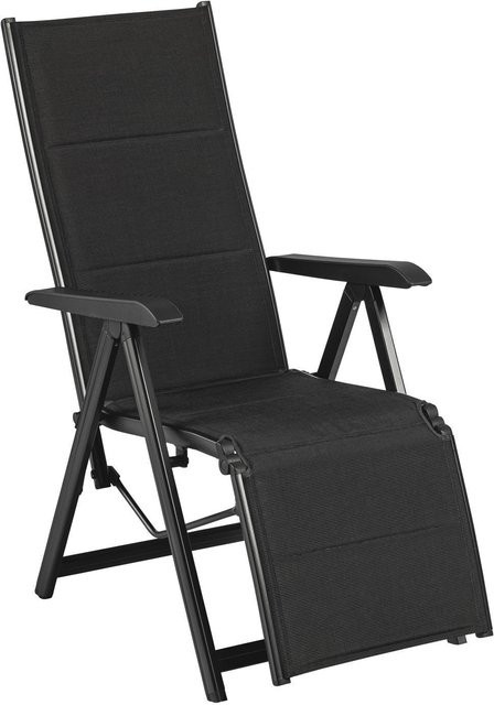 Kettler BasicPlus Padded Relaxsessel in Anthrazit mit verstellbarer Rückenlehne und Armlehnen aus Aluminium und Textilene - Bild 1