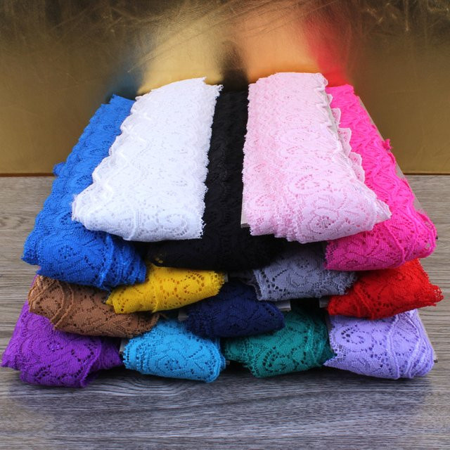Elastisches Tüll Spitzenband mit Wellenrand für Haarschmuck und Ornamente, Breite: 3,5 cm, 10 Yards - Bild 1