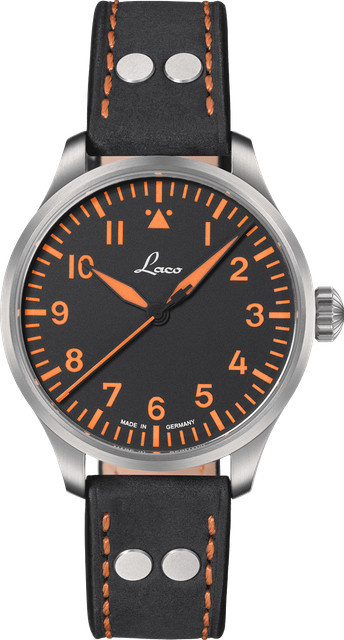 Laco Fliegeruhr, Automatik, Edelstahl, 39 mm, Leder, Schwarz - Bild 1