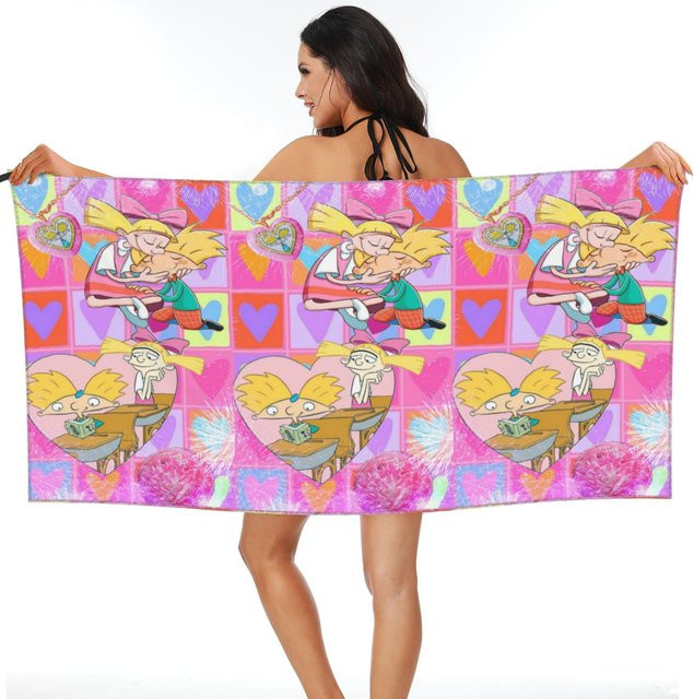 Hey Arnold Zeichentrick Strandtuch aus Mikrofaser, schnelltrocknend und saugfähig, Mehrfarbig, Breite: 80 cm, Länge: 160 cm - Bild 1