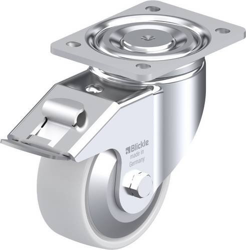 Blickle Lenkrolle mit Feststeller LH-PO 127K-FI-FA in Silber, Rad-Durchmesser: 125 mm, Tragfähigkeit: 400 kg - Bild 1