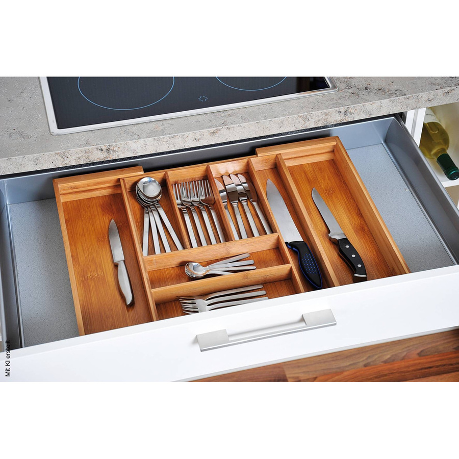 Kesper Besteckkasten aus Bambus mit Trennfächern in Natur Braun und Beige, B/H/L: 43 x 6 x 35 cm - Bild 2