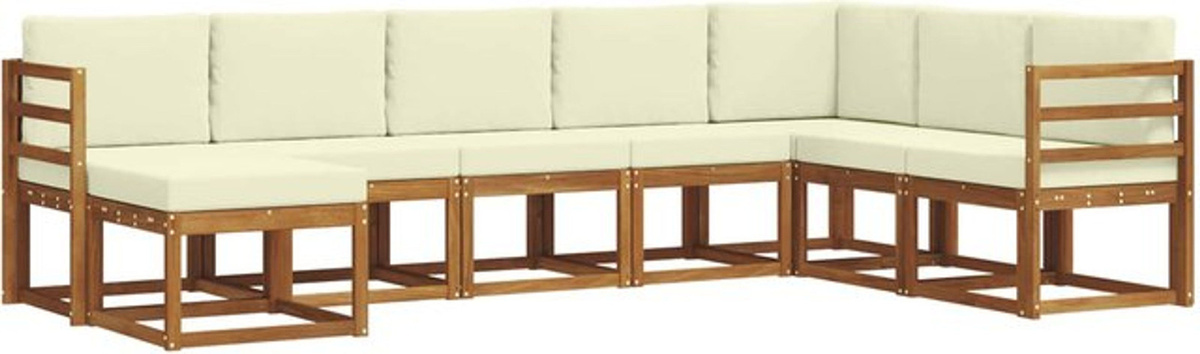 vidaXL Outdoor-Sofagarnitur aus Akazie Holz mit 8-teiligem Set und Kissen in Natur und Beige - Bild 1