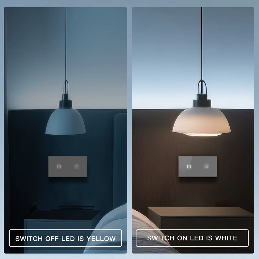 BSEED E-Serie WLAN Touch-Schalter mit grauer Glasoberfläche für Tuya Smart Life und Alexa App-Steuerung, 1/2/3-Wege Wandschalter mit Hintergrundbeleuchtung, 10A - Bild 4
