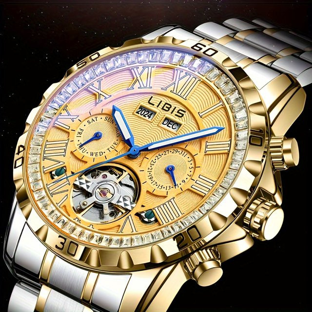 LIBIS Armbanduhr Automatik, Edelstahl, Gold, Herren - Bild 1