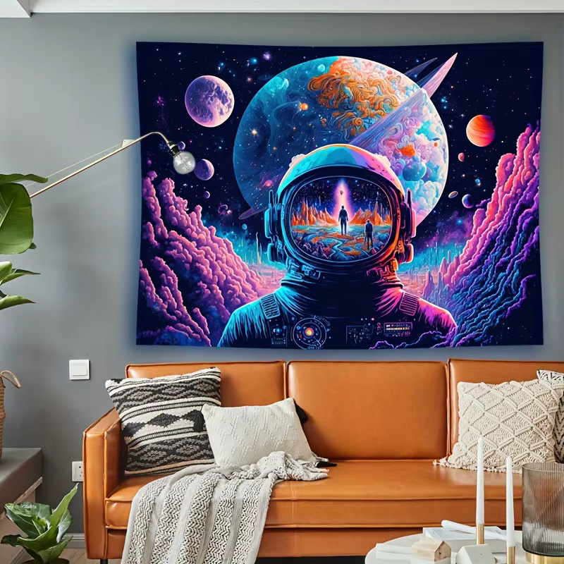 VIKAMA Cosmic Wandteppich Cyberpunk Sternennacht Wanddekoration in Multicolour, Breite: 60 cm, Höhe: 40 cm - Bild 4