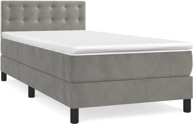 vidaXL Boxspringbett mit Matratze in Hellgrau aus Samt, B/T/H: 80 x 200 x 78 cm - Bild 1