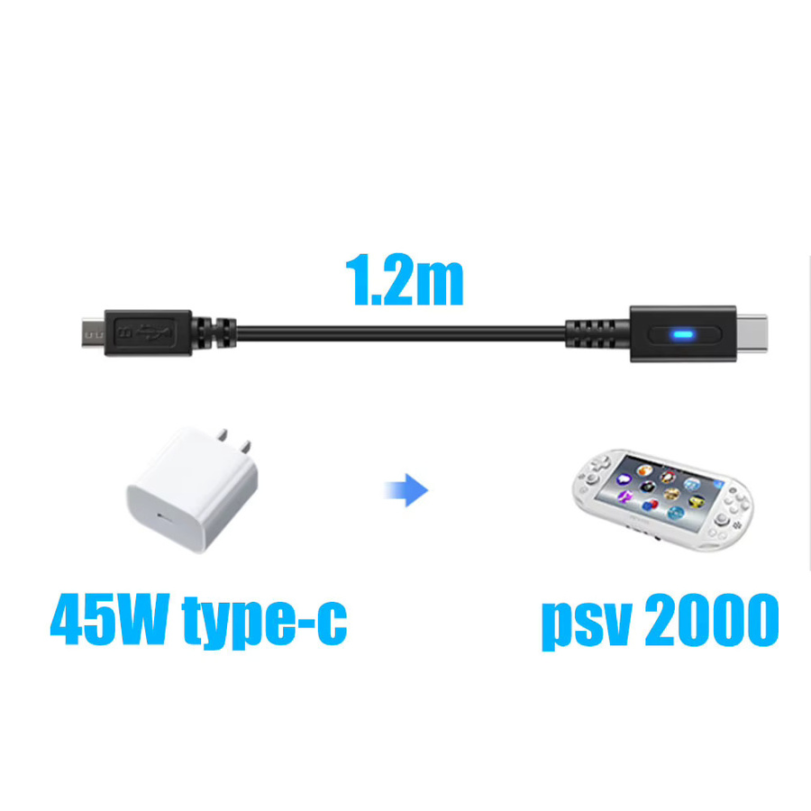 Sony USB-C Ladeadapter für PS Vita 2000 Controller in Schwarz - Bild 2