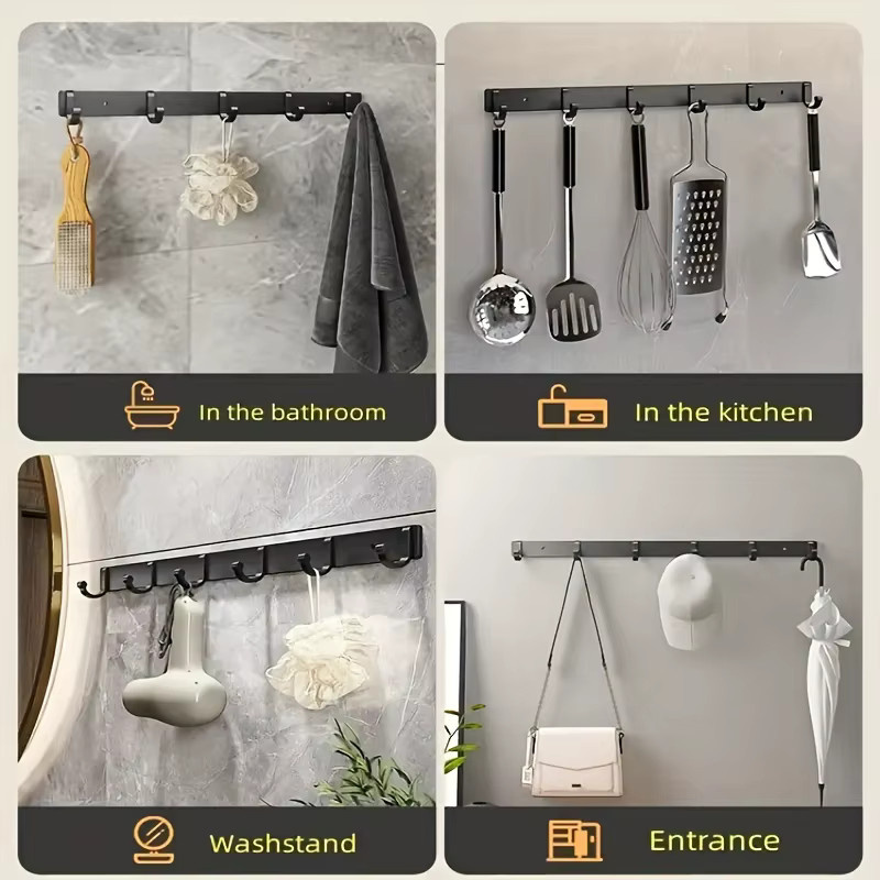 Space Aluminium Wandhaken in Schwarz für Badezimmer und Wohnzimmer zur platzsparenden Aufbewahrung - Bild 5