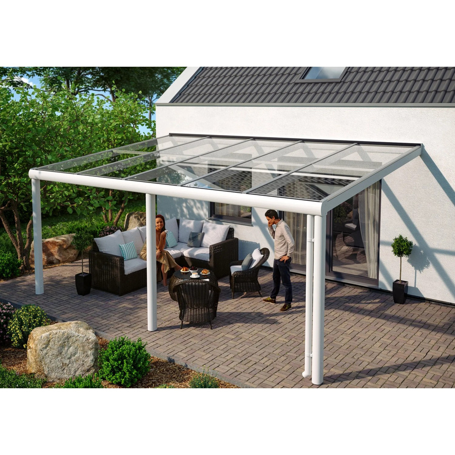 SKANHOLZ Terrassenüberdachung Monza aus Aluminium in Weiß mit Verbund-Sicherheits-Glas (VSG) und integrierter Regenrinne, B/T/H: 541 x 257 x 251 cm - Bild 3