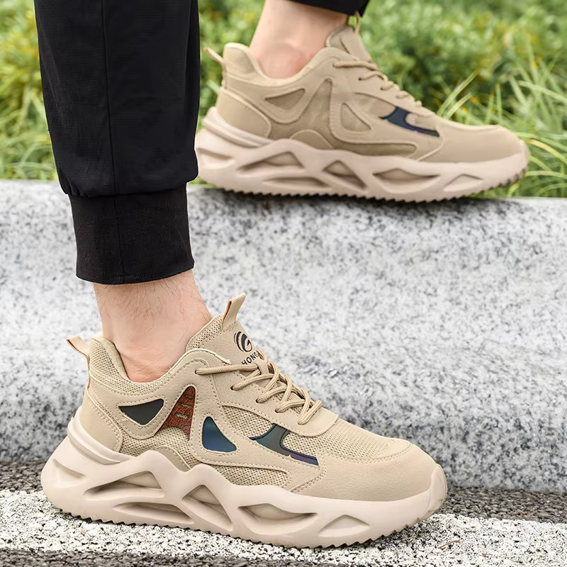 Kankeirr Sicherheitsschuhe für Herren in Beige, atmungsaktive und pannensichere Arbeitsschuhe mit Stahlkappe - Bild 3