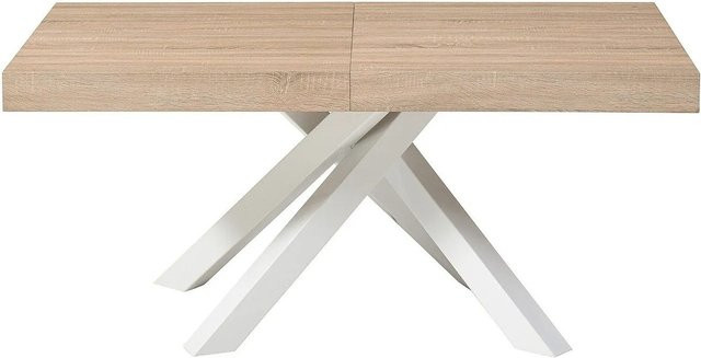 Esstisch Catonav in Naturfarben Hell, aus MDF und Metall, ausziehbar, rechteckig - Bild 1