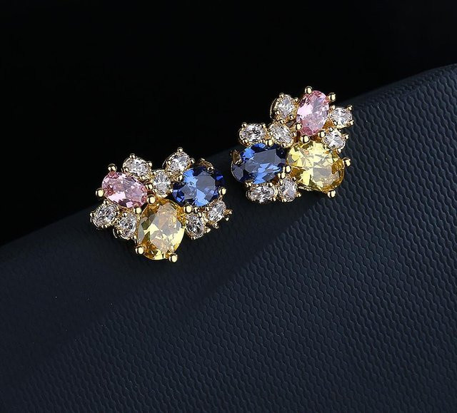 YIRAN Jewelry Ohrringe, Kristall, Zirkonia, Gold, Kupfer, Damen - Bild 1