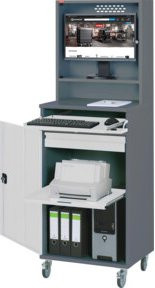 STIER Computerschrank Premium fahrbar aus Stahl mit Schloss, internen Schubladen und Regalböden, B/T/H: 65,0 x 52,0 x 189,5 cm - Bild 1