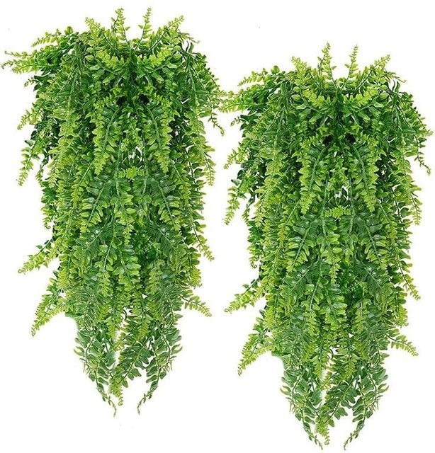 2 Stück Künstliche Persische Farnblätter als Ranken zur Wand- und Balkondekoration, Höhe: 90 cm, Grün - Bild 1