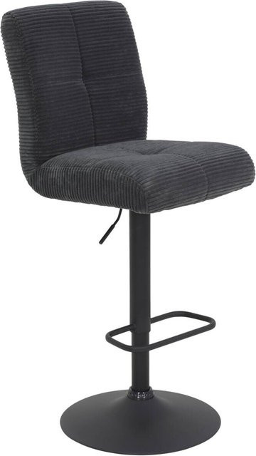2er-Set Barhocker Hela in Anthrazit mit Breitcord-Bezug und 360-Grad-Drehfunktion, B/H/T: 44 x 124 x 57 cm - Bild 1