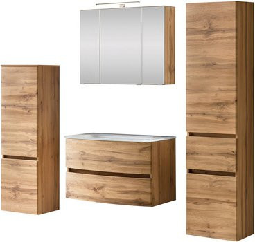 HELD MÖBEL Waschtisch-Set KOPENHAGEN in 7-teiliger Ausführung, modern, braun, Wandmontage, B/T/H: 180 x 40 x 35 cm - Bild 1