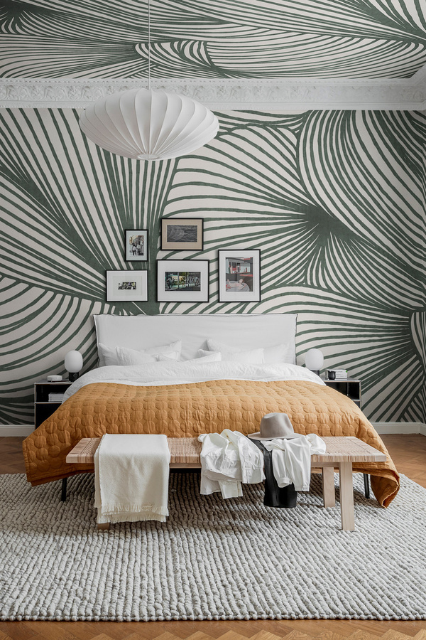 Rebel Walls Mural Opulence Lines in Moss Green – Abstraktes Design als moderne Fototapete aus Vlies - Bild 1