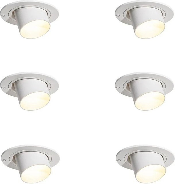 QAZQA Set mit 6 runden Einbauspots in Weiß, GU10, kippbar, Durchmesser: 35 mm - Bild 1