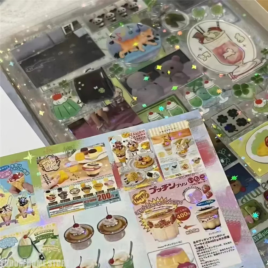 20 Stück Vintage Glitzer Aufkleber in Multicolour aus transparentem PET für Scrapbooking und Journaling - Bild 2