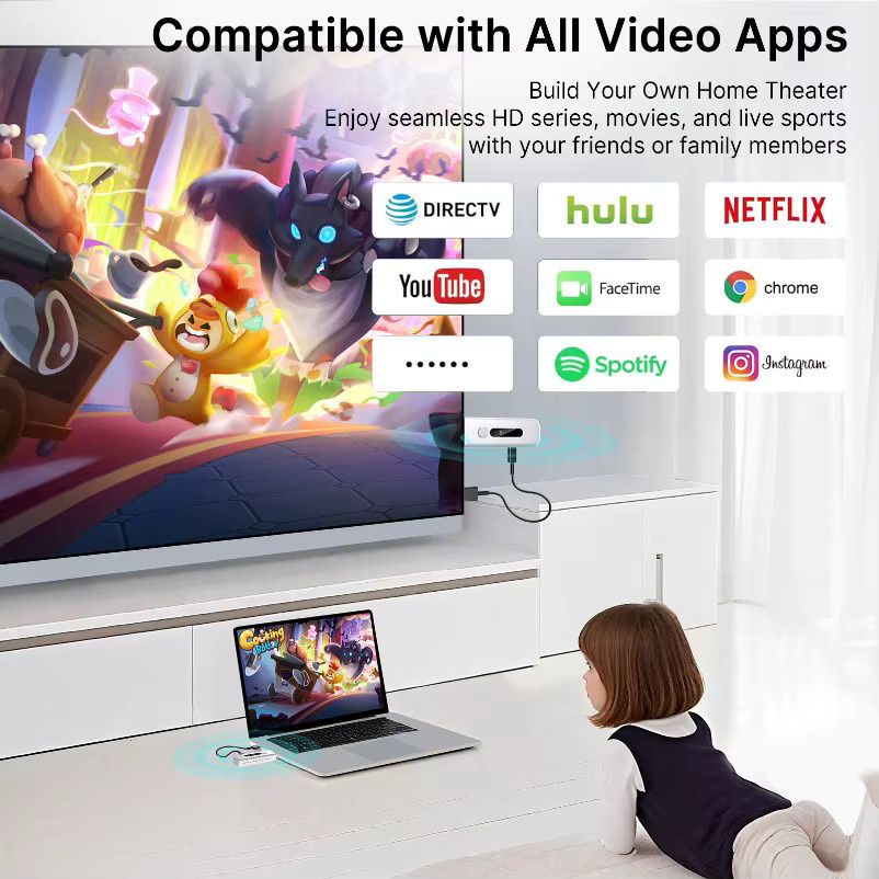 VIKEFON Drahtloser HDMI Extender Sender und Empfänger in Weiß für Full HD 1080P 60Hz mit 50m Reichweite zur Verbindung von PC, Projektor und Monitor - Bild 5