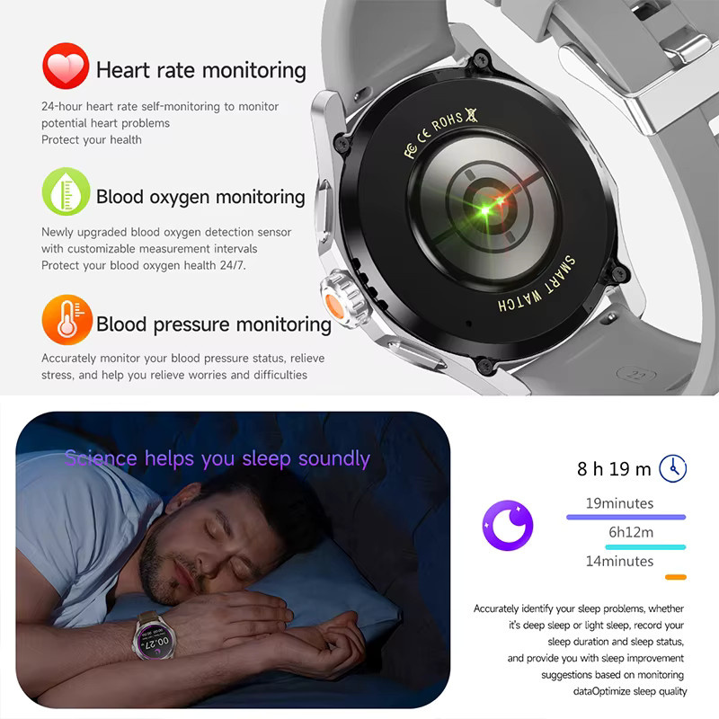 BOXUXING Smartwatch, GPS, Herren, Grau, Silikon, wasserdicht - Bild 5