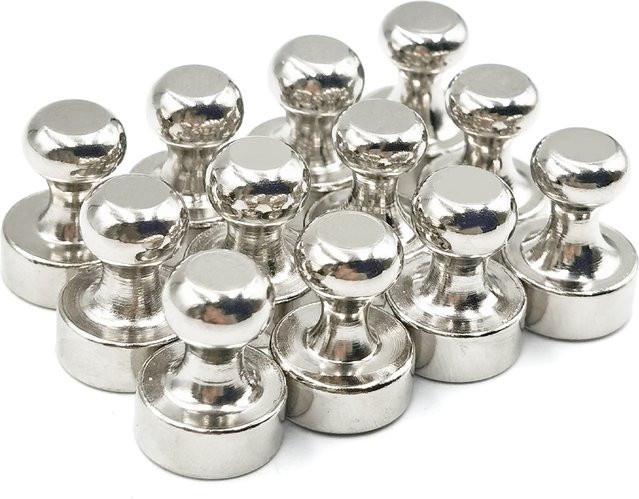 10er Set Magnetische Nägel in Silber für Whiteboard und Kühlschrank, Maße: 12 x 16 mm - Bild 1