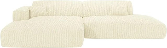 Vente-unique Sofa Pogni in gebrochenem Weiß mit Samt-Stoff, L-Form, Breite: 300 cm - Bild 1